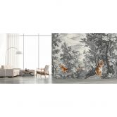 Livingwalls Fototapete Walls by Patel 3 Fancy Forest 2 grau, orange, weiß, schwarz 