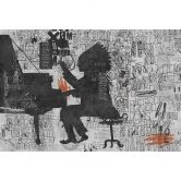 Livingwalls Fototapete Walls by Patel 3 Piano Bar 1 grau, schwarz, orange 