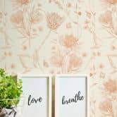 Tapete mit gezeichneten Blüten Weiß Beige - Vliestapete floral mit Blumen 