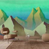 Abstrakte Berglandschaft Fototapete in Erdtönen - Vliestapete mit Aquarelleffekt 