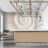 Fototapete Wirbel-Design in Creme - Hypnotische Vliestapete für moderne Räume 