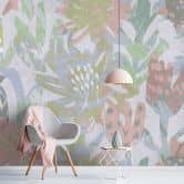 Fototapete Abstrakte Blumen in Pastell - Vliestapete mit floralem Muster 