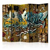 Paravent, Raumteiler freistehend, Trennwand - Graffiti - Das ist cool , 5-teilig - 225x172 cm 
