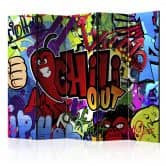 Paravent, Raumteiler freistehend, Trennwand - Graffiti - Chili aus, 5-teilig - 225x172 cm 