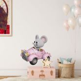 Wallsticker - Agullo - Mus i rosa bil 