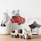 Wallsticker - Agullo - Mus i rød bil 