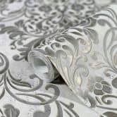 Vliestapete mit ornamentalem Damask-Motiv Grau Ornamental  