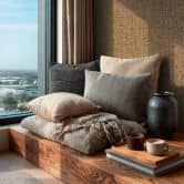 Vliesbehang Jan Studio Sense & Surface weave oranje grijs - Stud!o weave rotan zwart 