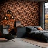 Vliestapete Damian Refined Dimensions 3D Geometrisch Braun Metallic - Tapete Struktur Flur 