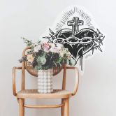 Wandtattoo Miami Ink Herz mit Kreuz 
