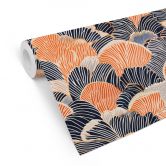 Mustertapete Muschelmuster in Orange-blau - Treechild 