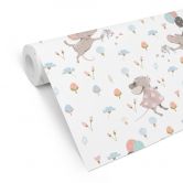 Mustertapete fürs Kinderzimmer - Kleine Mäuse mit Luftballons - UN Designs 