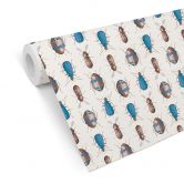 Mustertapete - Bunte Käfer - blau 