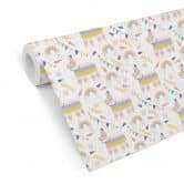 Papier peint à motifs - Lamas et arcs-en-ciel 