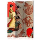 Paravent, Raumteiler freistehend, Trennwand - Wanderungen in Kyoto: Geisha 