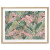 Plakat med tropiske blade i junglens lyserøde farve - Bloomery Decor 