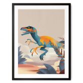 Kinder-Poster Dinosaurier - Velociraptor - Braun 