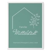 Personalisierbares Poster Familie Haus - grün 
