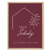 Personalisierbares Poster Familie Haus - weinrot 