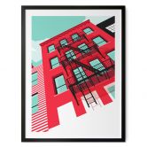 Poster Rote Fassade mit Feuertreppe in New York - Heemskerk 