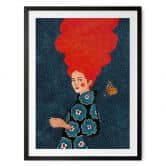Poster Frau im Blumenkleid mit Schmetterling - Hülya 