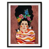 Poster Frau mit Blumenkrone und Katzen - Hülya 