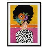 Poster Porträtmalerei - Frau mit bunter Blumenkrone - Hülya 