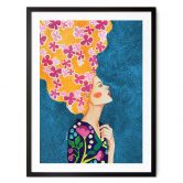 Poster Frau mit rosa Blüten im Haar - Hülya 