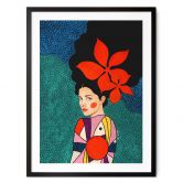 Poster Frau mit roten Blumen im Haar - Hülya 