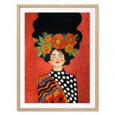 Poster Lächelnde Frau mit orangen Blumen - Hülya 