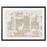 Poster Herbstlicher Wald mit Hirschen und Füchsen - Braun - Kikki Belle 