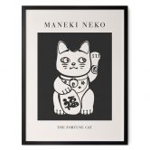 Schwarz-Weiß Poster Maneki Neko - Die Glückskatze - KsanaKalpa 