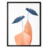 Poster Monstera-Blätter in zwei apricotfarbenen Vasen - Kubistika 