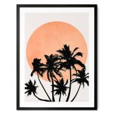 Poster Palmen vor der orangen Sonne - Kubistika 