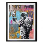 Plakat astronaut med due | collagekunst til stuen - Kuryliuk 