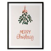Poster de Noël Merry Christmas avec du gui - Menina Lisboa 