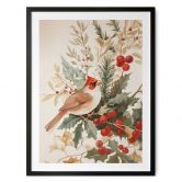 Poster Wintermotiv - Kardinalsvogel mit Beerenzweig - Melloi Art Prints 