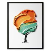 Poster Baum mit oranger und grüner 3D-Krone - Mielu 