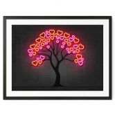 Poster im Neon-Look | Baum mit roten Herzen - Mielu 