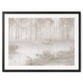 Poster Wald am See im Nebel in Beige - Ms Tiff 