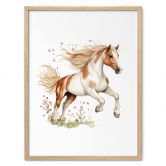 Poster Horse gallop in the flower meadow | Animal art for children 