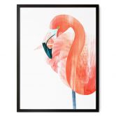 Poster Goed Blauw - Pink Flamingo 