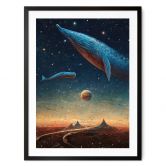 Poster Heine - Zwei Wale im Weltall - Astro Cruise 