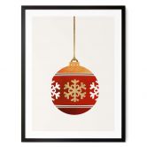 Poster Kubistika - Weihnachtskugel mit Schneeflocken 