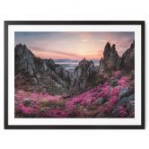 Poster Seo - Felsige Landschaft im Sonnenuntergang 