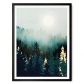 Poster SpaceFrog Designs - Nebliger Wald 