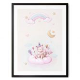 Poster Thai - Einhorn-Kätzchen auf der Zuckerwolke 