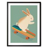 Poster Treechild - Niedlicher Hase auf einem Skateboard 