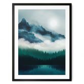 Poster Neblige Landschaft in der Nacht - SpaceFrog Designs 