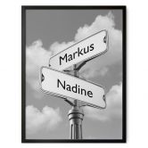Poster Wunschtext - Straßenschild schwarz-weiß 